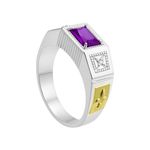 Anel em Prata Formatura Pedagogia Masculino Retangular