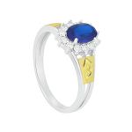 Anel em Prata Formatura Feminino Vazado Pedra Oval Delicada