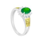 Anel em Prata Formatura Feminino Vazado Pedra Oval Delicada