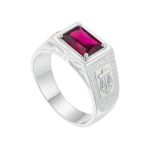 Anel em Prata Formatura Direito Masculino Pedra 6x8mm Mod. Azor