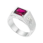 Anel em Prata Formatura Direito Masculino Pedra 6x8mm Mod. Azor