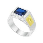 Anel em Prata Formatura Masculino Pedra Zircônia 6x8 mm