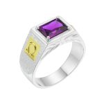 Anel em Prata Formatura Masculino Pedra Zircônia 6x8 mm