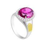 Anel em Prata Formatura Feminino com Zircônia Oval Grande