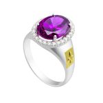 Anel em Prata Formatura Feminino com Zircônia Oval Grande