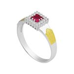 Anel em Prata 950 Quadrado Formatura com Pedras Direito