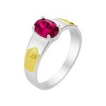 Anel de Prata 950 Oval Formatura com Pedra Direito