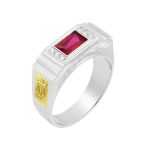 Anel em Prata 950 formatura retangular Direito masculino