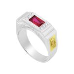 Anel em Prata 950 formatura retangular Direito masculino