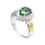 Anel em Prata Formatura Feminino Pedra Zircônia Gota Grande
