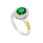 Anel em Prata Formatura Feminino Pedra Oval Grande Luxo