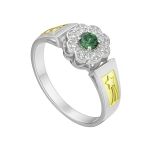 Anel em Prata Formatura Feminino Flor com Pedras Redondas