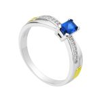 Anel em Prata Formatura Feminino Dois Aros com Pedra Baguete