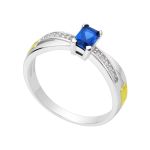 Anel em Prata Formatura Feminino Dois Aros com Pedra Baguete
