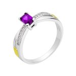 Anel em Prata Formatura Feminino Dois Aros com Pedra Baguete