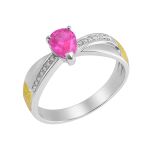 Anel em Prata Formatura Feminino Gota Aro X com Pedras