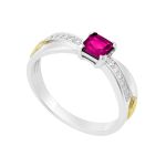 Anel em Prata Formatura Feminino Pedra Zircônia Quadrada Luxo