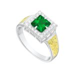 Anel em Prata Formatura Feminino Pedra Zircônia Quadrada Grande