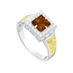 Anel em Prata Formatura Feminino Pedra Zircônia Quadrada Grande