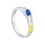 Anel em Prata Formatura Feminino Pedra Navete Emblemas Ouro 18k
