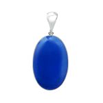 Pingente em Prata 925 com Pedra Natural Dolomita Azul Oval