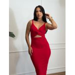 Vestido Beatriz Canelado Vermelho
