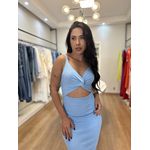 Vestido Beatriz Canelado Azul bebê 