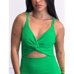 Vestido Beatriz Canelado Verde Bandeira