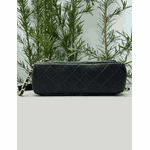 Bolsa Lavínia Couro Preto com Ferragens Dourada