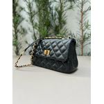 Bolsa Lavínia Couro Preto com Ferragens Dourada