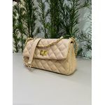 Bolsa Lavínia Couro Nude com Ferragens Dourada