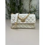 Bolsa Lavínia Couro OffWhite com Ferragens Dourada
