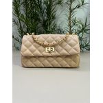 Bolsa Lavínia Couro Nude com Ferragens Dourada