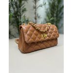 Bolsa Lavínia Couro Caramelo com Ferragens Dourada