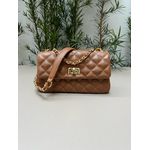 Bolsa Lavínia Couro Caramelo com Ferragens Dourada