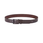 Cinto de Couro Soleta Marrom Fivela Metal Preto fosco