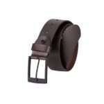Cinto de Couro Soleta Marrom Fivela Metal Preto fosco