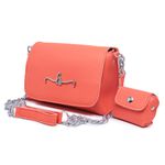 Bolsa Carteira Feminina Com Alça Laranja Liso 