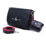 Bolsa Carteira Feminina Com Alça Preto com Vermelho Croco 