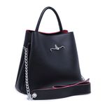 Bolsas Feminina Sacola Flex Preta com Vermelho