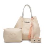 Bolsa Sacola Trançada Flex Bege + Nécessaire 