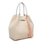 Bolsa Sacola Trançada Flex Bege + Nécessaire 