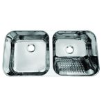 TANQUE DUPLO ESQUERDO 87X44X22CM AÇO INOX 304 - SIFÃO E VÁLVULA