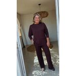 Conjunto Moletinho Listrado Luana Marrom