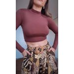 Cropped Manga Longa Marrom