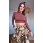 Cropped Manga Longa Marrom