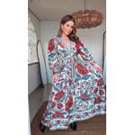 Vestido Longo Manga Francisca Estampado