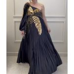 Vestido Plissado Itacare Preto Estampado