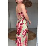 Vestido Longo Rosas Pintadas Estampado