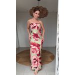 Vestido Longo Rosas Pintadas Estampado